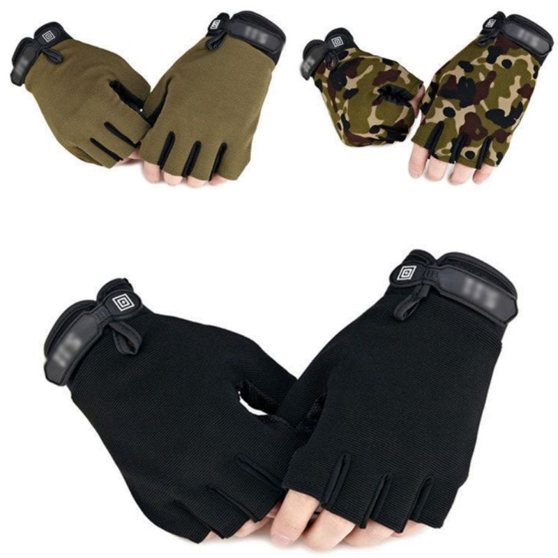 Mens  Fashion Camouflage Antiskid Cycling Bike Fitness Sports Half Finger Gloves 