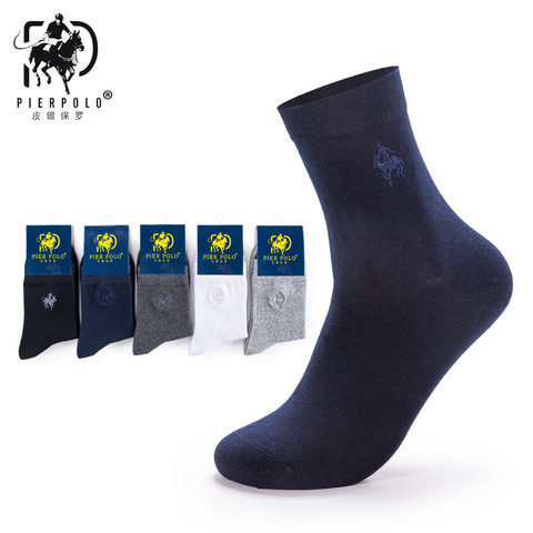 PIERPOLO Brand Socks High Quality 5Pairs/lot Men Cotton Socks Business Men's Socks Embroidery Long Dress Socks calcetines ► Photo 1/1