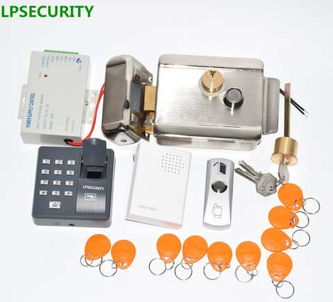 LPSECURITY 12VDC fingerprint RFID access control Electric Gate Door Lock kit with 10 ID tags for home factory Gate Door ► Photo 1/3