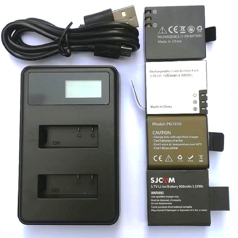 Original 1350/1050 mAh battery charger for SJCAM Sj4000 Sj5000X SJ9000 C30R EKEN H9R THIEYE T5 Edge E7 Action Camera Accessories ► Photo 1/6