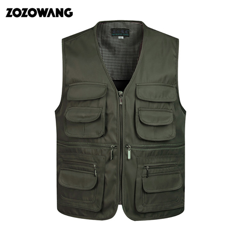 ZozoMan Vests Sleeveless Unloading Fashion Waistcoat With Many Male Coat Pockets Military Jacket Mens Tactical Vest  Sweatshirts ► Photo 1/6