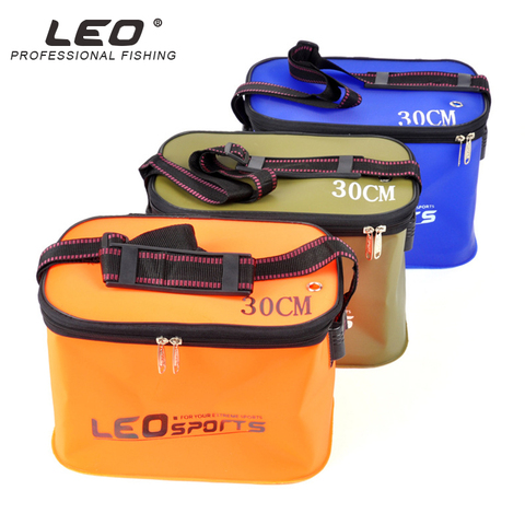 Leo EVA Portable Folding Bucket For Fish Water 30/35cm With Handle Leakproof Outdoor Fishing Gear Blue/Orange/Green Tackle Bag ► Photo 1/6