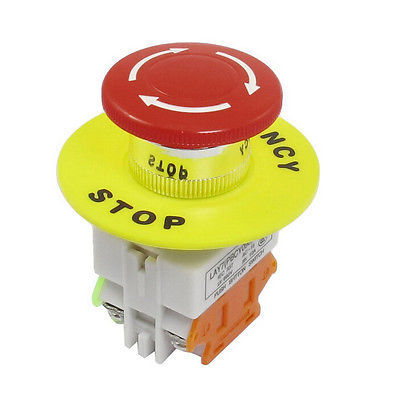 Red Mushroom Cap 1NO 1NC DPST Emergency Stop Push Button Switch AC 660V 10A Switch Equipment Lift Elevator Latching Self Lock ► Photo 1/6