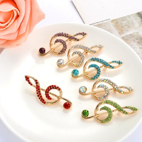 MZC Cute Rainbow Note Music Broach Female Colorful Rhinestone Brooch Strass Broches Lapel Pin Gift Femme Accessories ► Photo 1/3