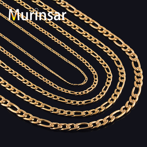 Gold Color Stainless Steel Necklace Figaro Chain for Men and Women Stainless Steel Gold Link Chain Necklace High Quality ► Photo 1/3