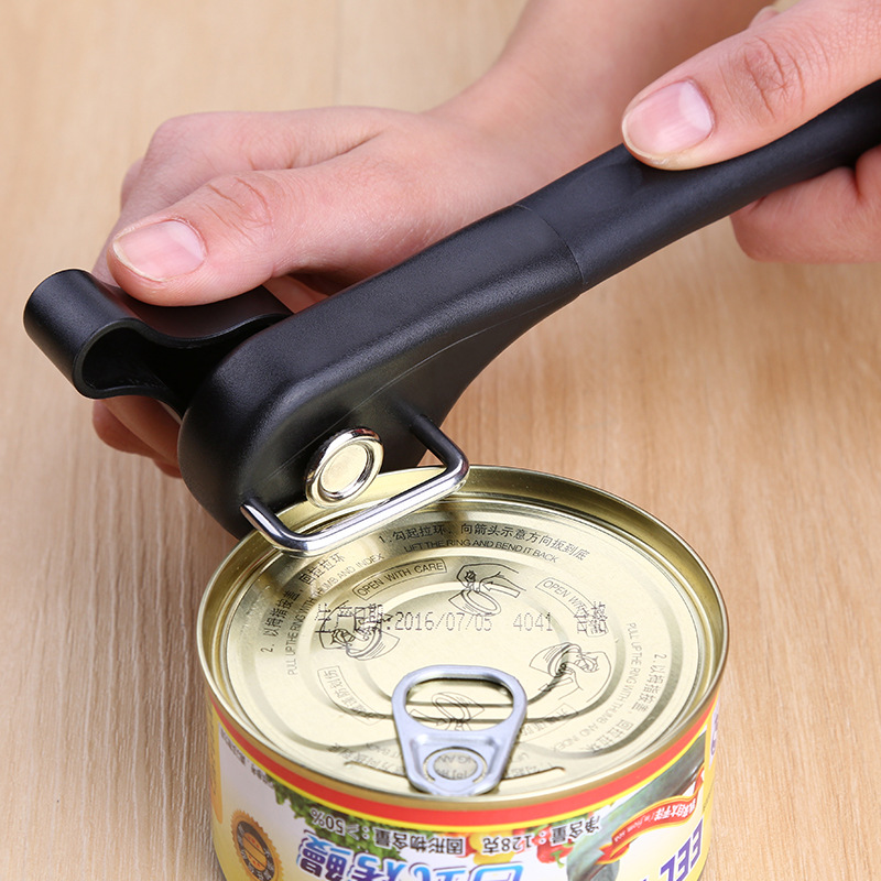 1pc Plastic Professional Kitchen Tool Safety Hand-actuated Can Opener Side  Cut Easy Grip Manual Opener