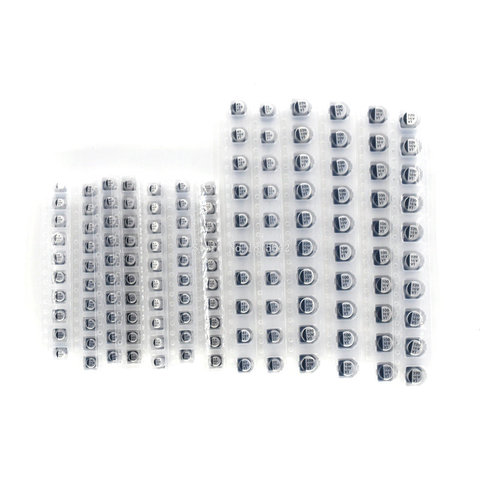 130PCS/LOT 1uF-220uF SMD Aluminum Electrolytic Capacitor Assorted Kit Set, 13values*10pcs=130pcs Samples Kit ► Photo 1/5