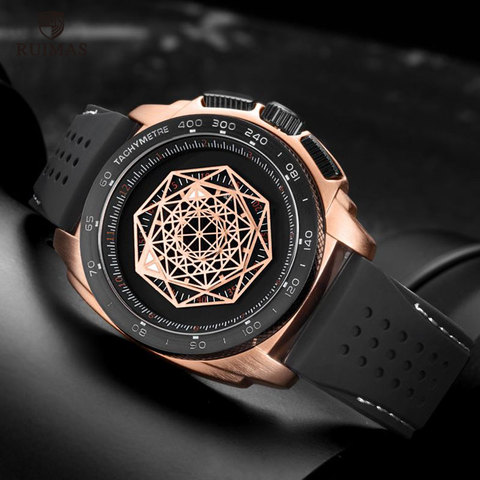 RUIMAS Men's Leather Quartz Watches Top Brand Luxury Army Military Sports Wristwatch for Man Relogios Masculino Clock 554 Rose ► Photo 1/6