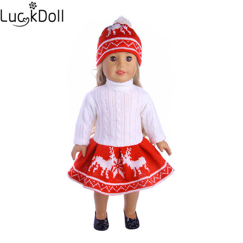Knit Deer Sweater Dress Set+H  Fit 18 Inch American&43 CM Baby Doll Clothes Accessories,Girl's Toys,Generation,Birthday Gift ► Photo 1/6