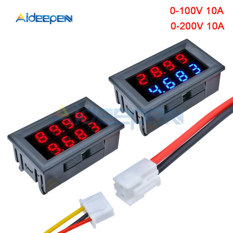 0.28'' Digital Voltmeter Ammeter 4 Bit 5 Wires DC 100V 200V 10A Voltage Current Meter Red Blue/Red Red LED Dual Display Amp Volt ► Photo 1/6