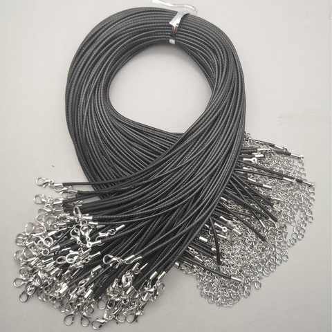 Wholesale 2MM jewelry clasp lobster clasp Necklace Rope wax Leather Cord  black necklace lanyard pendant cords 50pcs/lot Free ► Photo 1/5