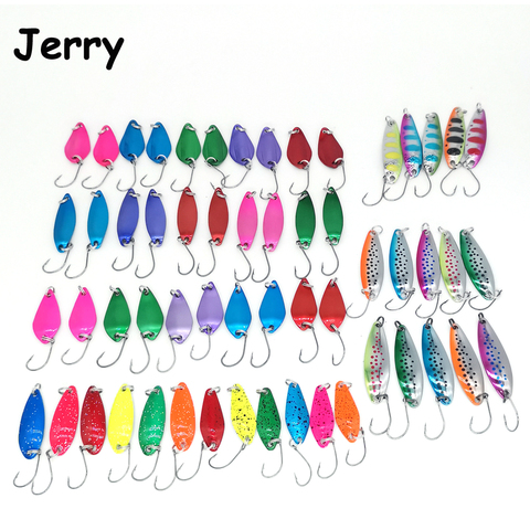 Jerry Freshwater Fishing Lure Set Area Trout Spoon Lure kit Assortment 58pcs Wholesale Metal spinner ► Photo 1/4