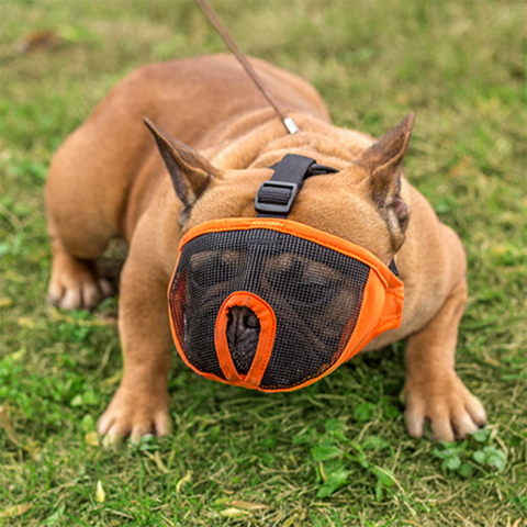 Breathable Mesh Short Snout Pet Dog Muzzle Adjustable French Bulldog Pug Mouth Muzzle Mask Anti Bark Bite Chew Muzzles For Dogs ► Photo 1/6