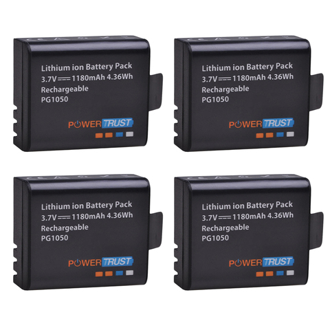 PowerTrust 4x PG1050 Battery 1180mAh Rechargeable battery For SJCAM SJ4000 sj4000 SJ5000X For EKEN H9 H9R H8R H8 Action Camera ► Photo 1/6