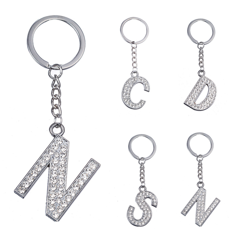 ZRM Fashion Charm 26 English Letters A-Z Alphabet Keychains Car Bag Crystal Rhinestones Alloy Name KeyChains Jewelry ► Photo 1/6