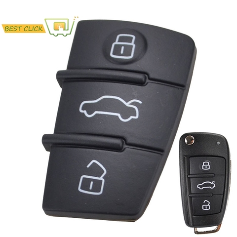 3 Button Replacement key Pad Rubber Remote Key Shell Fob For Audi A1 S1 A3 A4 A5 A6 A8 Q5 Q7 TT RS ► Photo 1/5