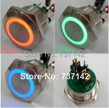 ELEWIND 22mm RGB Three LED color  Momentary push button switch(PM221F-11E/RGB/12V/S 4pins for led) ► Photo 1/1