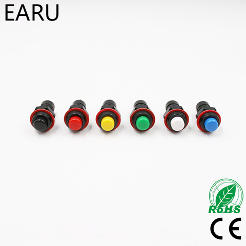 6pcs Self-reset 10mm Self Return Reset Momentary Push Button Switch Power White Black Blue Red Yellow Green Door Bell Horn ► Photo 1/6