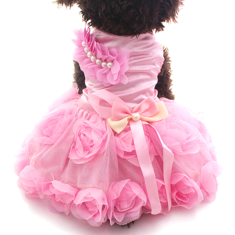 Pet Dog Princess Dress Tutu Rosette&bow Dresses Cat Puppy Skirt Spring/Summer Clothes  Apparel 2 colours ► Photo 1/6