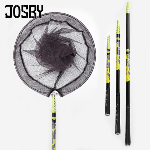 JOSBY 2.1M 3M Collapsible Catch Fishing Net Foldable Carbon Long Handle Telescopic Fish Catching Landing Nets Gear ► Photo 1/6