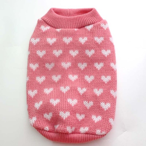 Hearts Dog Pet Sweater Jumper Cat Puppy Coat Jacket Warm Clothes 5 sizes ► Photo 1/6