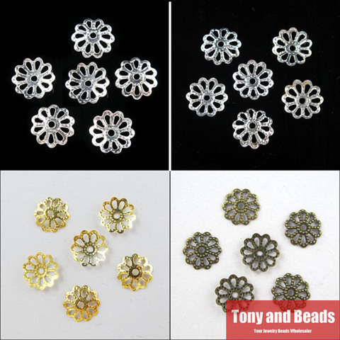 (500Pcs=1Lot ! ) Jewelry Finding 9MM Flower End Beads Caps Gold Silvers Bronze Nickel Plated ► Photo 1/1
