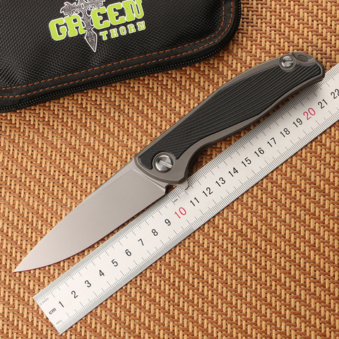 Green thorn F95 turn over folding knife D2 steel TC4 titanium alloy +G10 handle camping hunting knife practical fruit knife EDC ► Photo 1/6