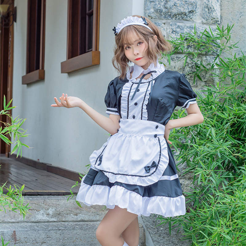 Lolita Apron Maid Dress Maidservant Meidofuku Uniform Outfits Cosplay Costumes 