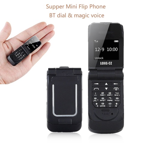Long-cz Mini Flip Plastic Phone Extra Light Smallest Size Bluetooth Dial Magic Voice Changer SOS Fast Dial Single Sim BT Music ► Photo 1/6