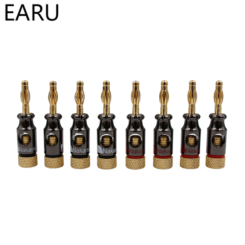 8Pcs Nakamichi 4mm Banana Plug Spiral Type 24K Gold Screw Stereo Speaker Audio Copper Terminal Adapter Electronic Connector ► Photo 1/5