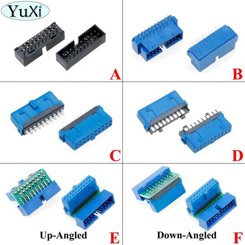 YuXi 2pcs/lot USB 3.0 20pin 19pin male connector 90 /180 degree motherboard chassisplugged plate IDC 20 pin connector socket ► Photo 1/6