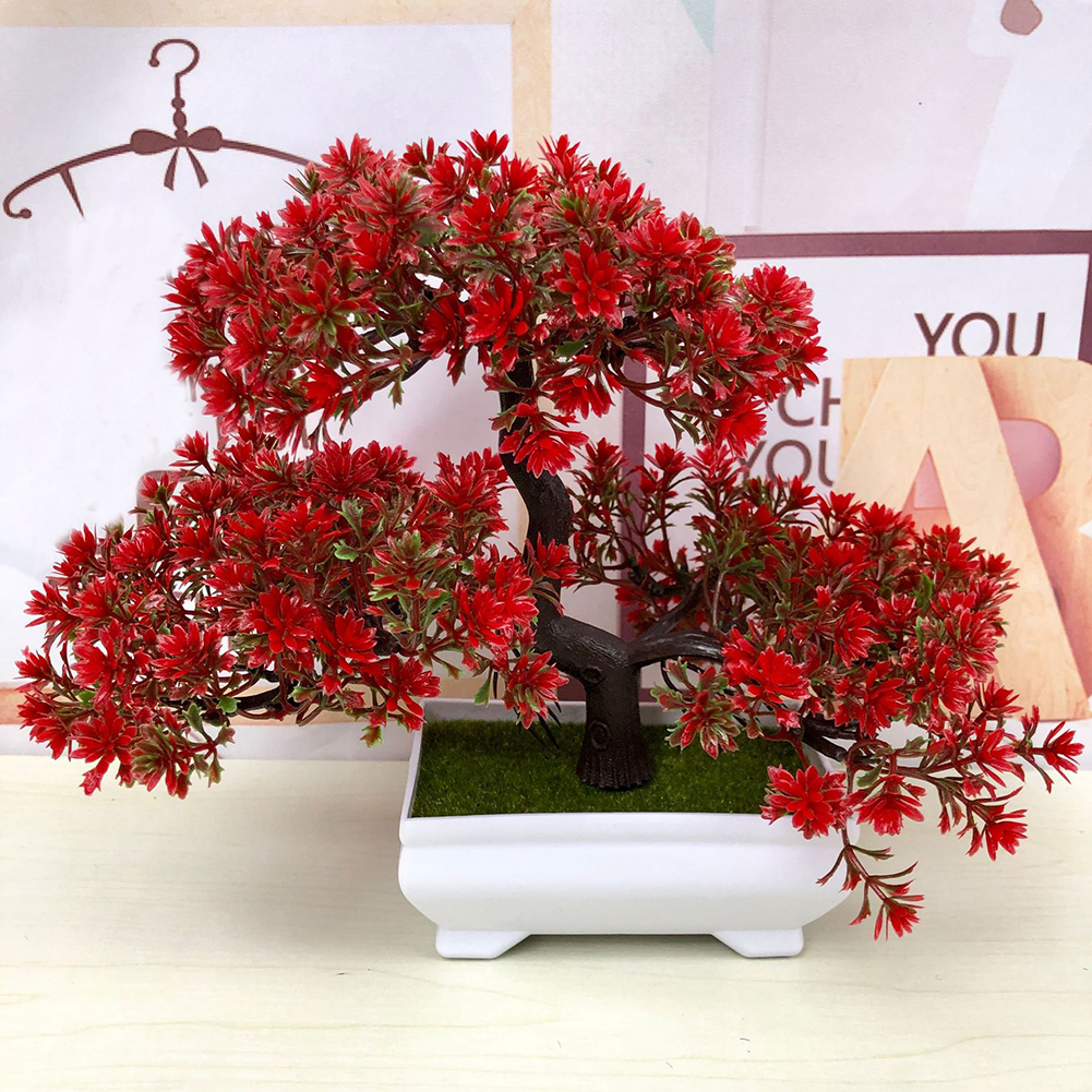 Artificial Simulation Bonsai Flowers Tree Pot Fake Potted Plant Home Table Decor 