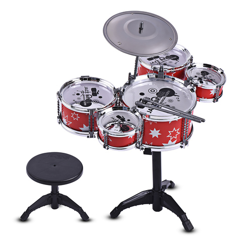 Children Kids Jazz Drum Set Kit Musical Educational Instrument Toy 5 Drums + 1 Cymbal with Small Stool Drum Sticks for Kids ► Photo 1/6