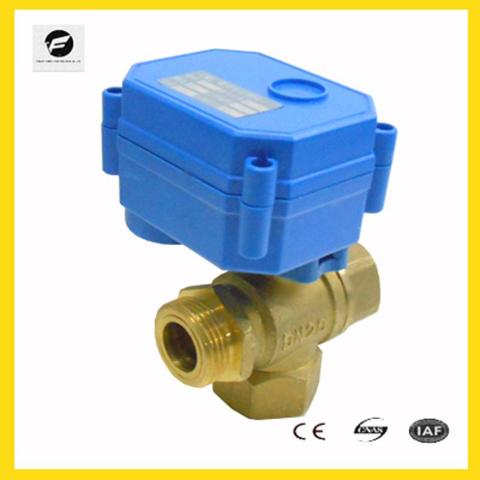 CWX-15 1/2''3/4'' 3-way brass vertical type motorized ball valve electric DN15 DN20 DC3-6v DC12v DC24v for machine,equipment ► Photo 1/1