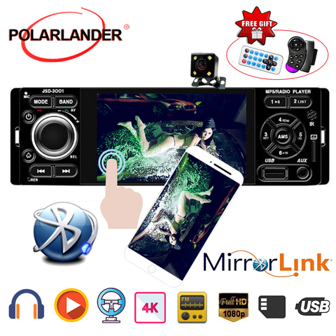 1 din 3001 car radio Mirror link Auto Radio 4 inch Touch screen autoradio Bluetooth USB  FM Auto Audio stereo Rear View Camera ► Photo 1/4