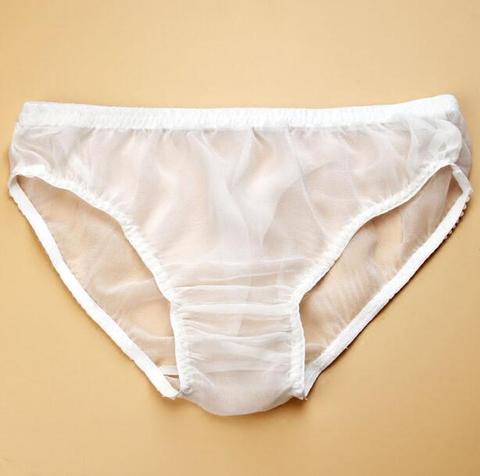 1PC 100% Pure Silk Men's Sexy Transparent Underwear Briefs L XL 2XL MS103 ► Photo 1/6