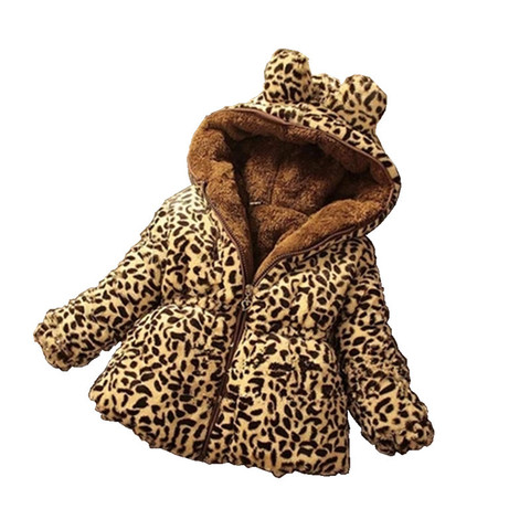 Thicken Winter Windproof Warm Baby Girls Woolen Coat Leopard Print Children Outerwear For 70-130cm ► Photo 1/6