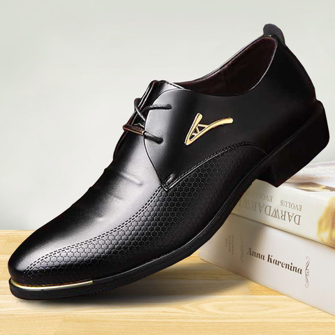 luxury Brand Classic Man Pointed Toe Dress Shoes Mens Patent Leather Black Wedding Shoes Oxford Formal Shoes Big Size fashion ► Photo 1/6