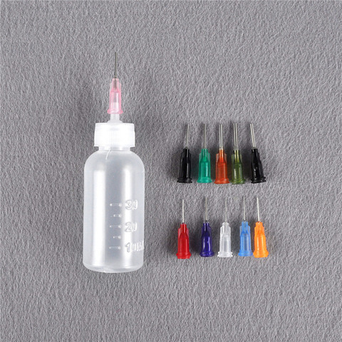 1set Transparent Polyethylene Needle Dispensing Dispenser Bottle for Rosin Solder Flux Paste + 11 Needles 30ml HOT SALE ► Photo 1/6