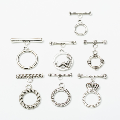 10set/lot Alloy Metal Toggle Clasps Findings For Necklaces Antique Silver Color End Clasps Connectors Hooks DIY Jewelry Making ► Photo 1/6