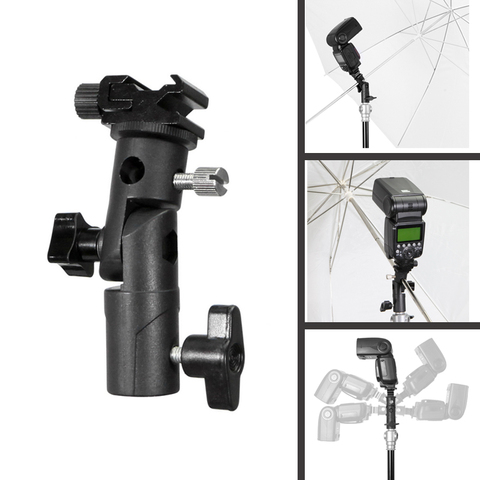 E Type Metal Flash Bracket Universal Hot Shoe Speedlite Umbrella Holder With 1/4