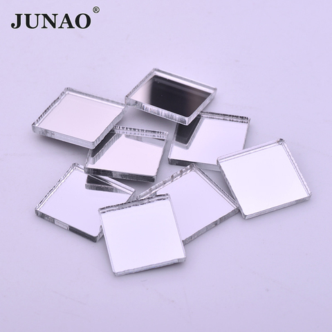 JUNAO 12mm Shiny Clear Square Mirror Rhinestones Flatback Silver Applique Acrylic Diamond Crystal Stones Non Sew Strass Crafts ► Photo 1/6