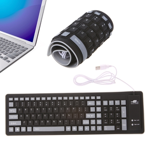 Novelty Design Laptop Notebook Portable Flexible Silicone Keyboard Foldable Waterproof Dustproof USB Silent Keys PC Keyboard ► Photo 1/6