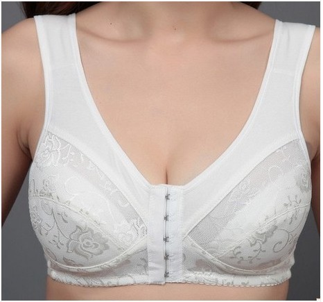 Plus size mother's bra 34 36 38 40 42 44 B C D cup thin cotton Wireless quinquagenarian lingerie front button vest women bra C3 ► Photo 1/6