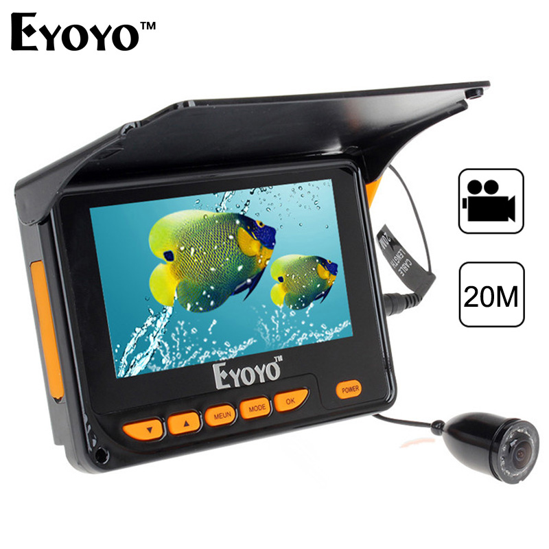 Eyoyo 20M 4.3" Monitor 1000TVL Underwater IR Infrared Fishing Camera Fish Finder 