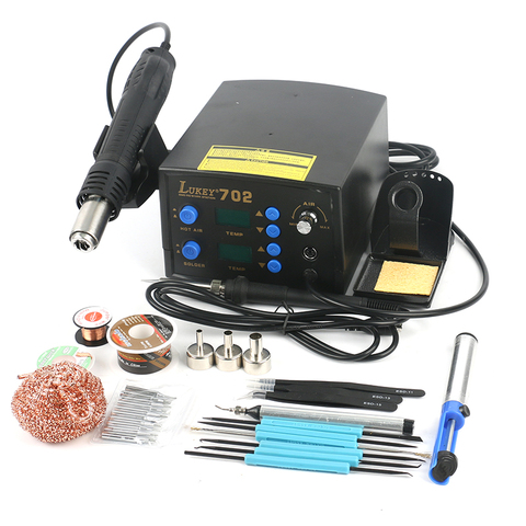 LUKEY 702 2 IN 1 Digital Hot Air Soldering Station Rework ESD Hot Air Gun Electric Soldering Iron For Phone PCB IC Welding Set ► Photo 1/1