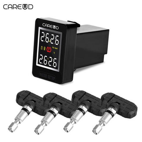 For Toyota CAREUD U912 Auto Wireless TPMS Tire Pressure Monitoring System with 4 Sensors LCD Display Embedded Monitor ► Photo 1/6