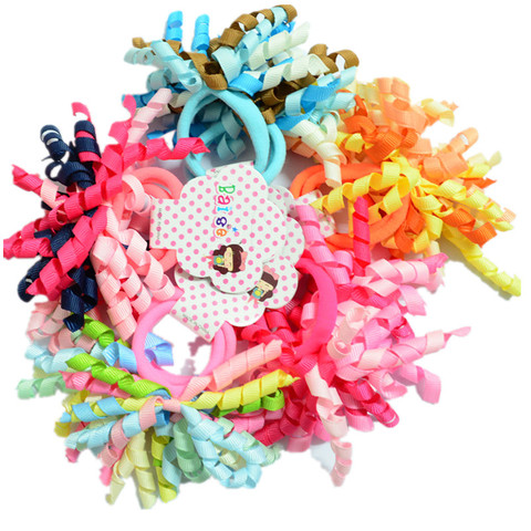 2 Pcs Per Pair Colorful Curler Ribbon Kids Hair ties Girls' Elastic Hair Bands rings accessories PT001 ► Photo 1/6