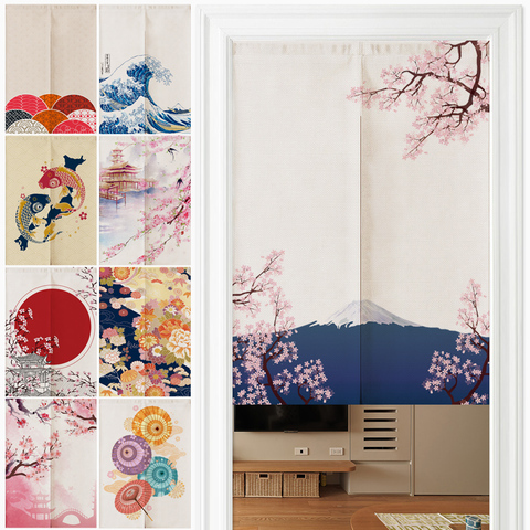 Japanese Ukiyo-e Linen Door Curtain Noren Bedroom kitchen Curtains Home Entrance decoration Customizable curtain ► Photo 1/6
