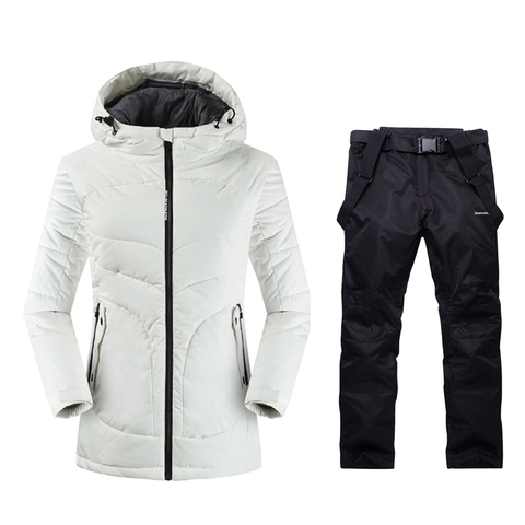 Womens Mountain Skiing Outdoor Winter Warm Sport Suits  Ladies Snow Clothing Ski Jacket Women Skiing Pants Long Ski Suit ► Photo 1/6